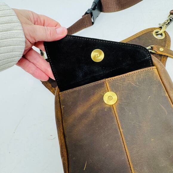 Genuine Leather Men's Drop Leg Bag Crazy Horse Motorcycle Vintage - Picture 4 of 7